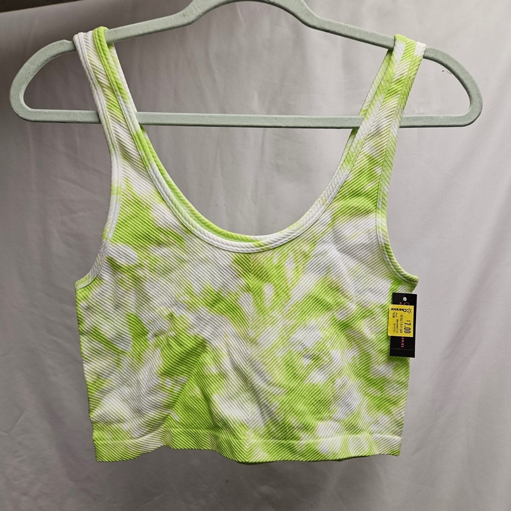 3for$25 no boundaries lime green bright green tie dye sports bra tank crop cami - Picture 2 of 7